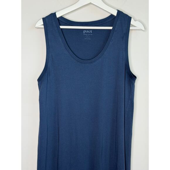 Pact Organic Cotton Sleeveless Scoop Neck Midi Tank Dress Blue Women's Large - Picture 4 of 10